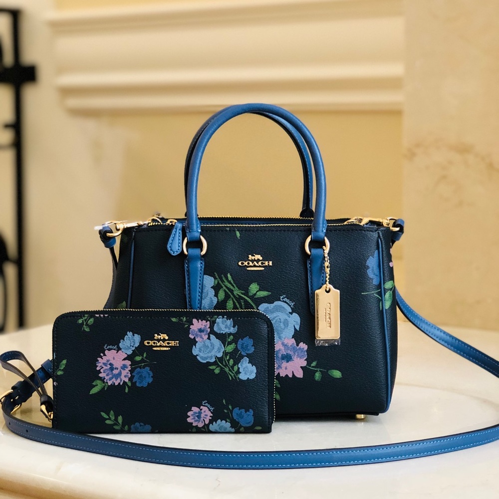 NWT Coach Mini Surrey Floral Satchel&wallet - Picture 1 of 8